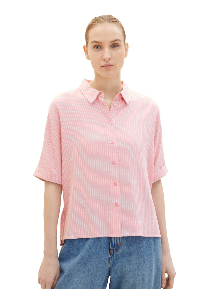 TOM TAILOR Damen Basic Bluse mit Streifen, 40 32065 - Rose Offwhite Stripe