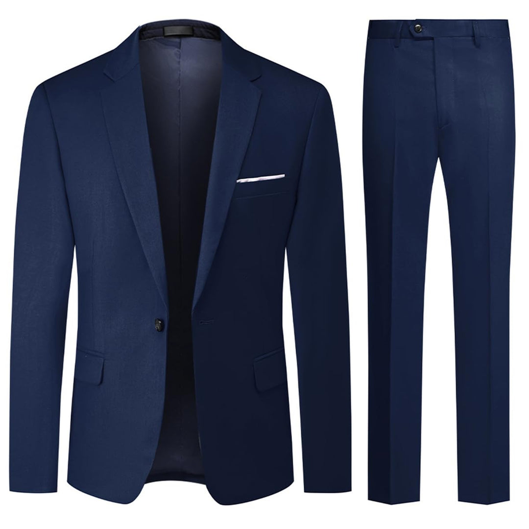 Allthemen Anzug Herren 2 Teilig Slim Fit Hochzeitanzug EIN Knopf Smoking Anzüge Sakko Hose XS Blau1,