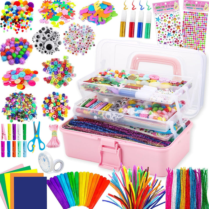 Gutenguy Bastelset Kinder, 3000+Pcs Bastelkoffer Bastelbedarf Material Set, Grosse Bastelbox Geschen