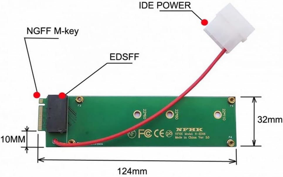 CY Adapterlineal 1U GEN-Z EDSFF kurz SSD 1C 4X E1.S auf NVMe NGFF M-Key 4X Host Carrier Adapter mit