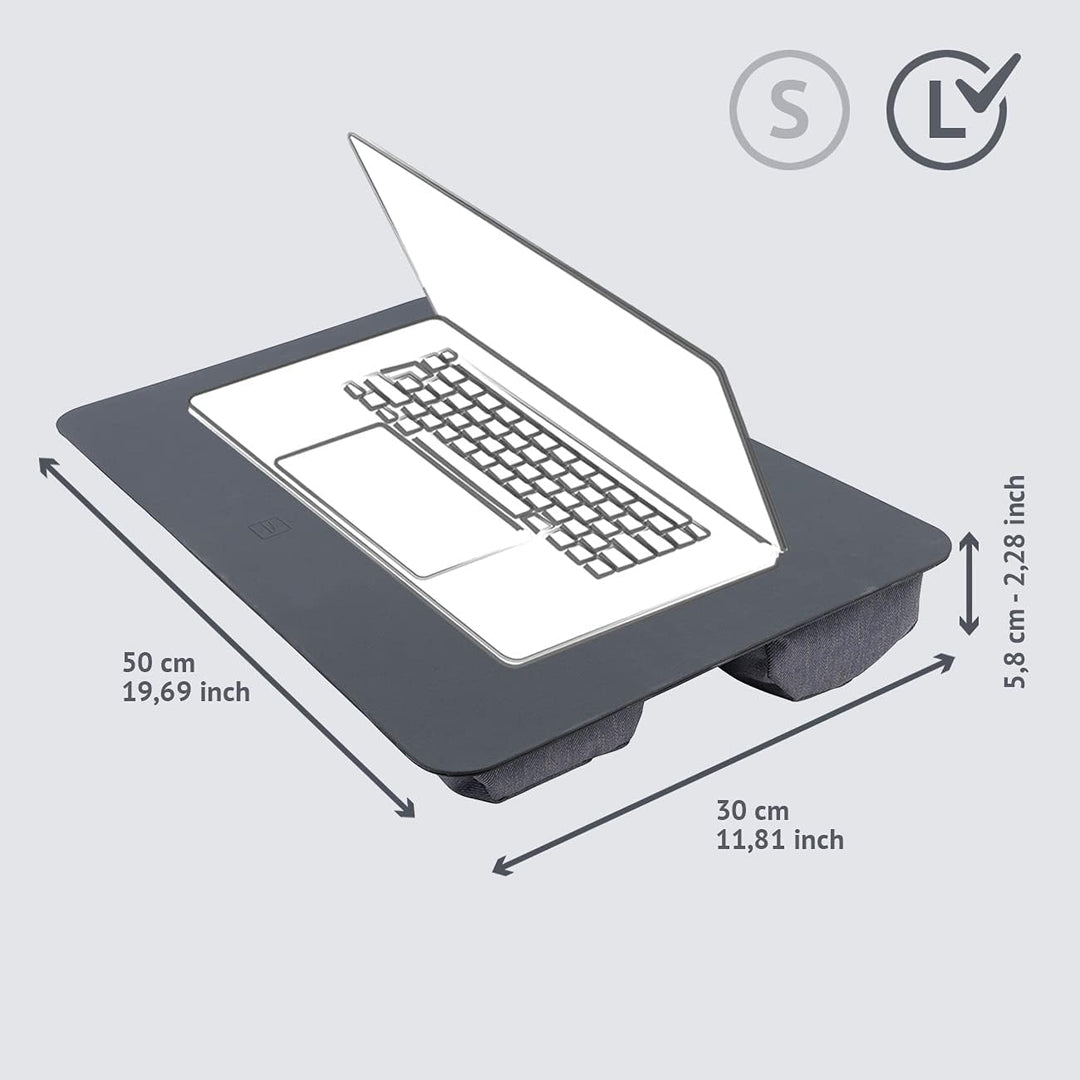 Tucano Comodo Lapdesk Laptop-Arbeitskissen mit Rutschfester Unterlage L Blau-grau, L Blau-grau