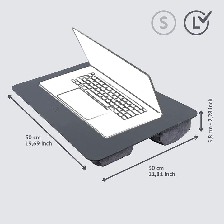 Tucano Comodo Lapdesk Laptop-Arbeitskissen mit Rutschfester Unterlage L Blau-grau, L Blau-grau