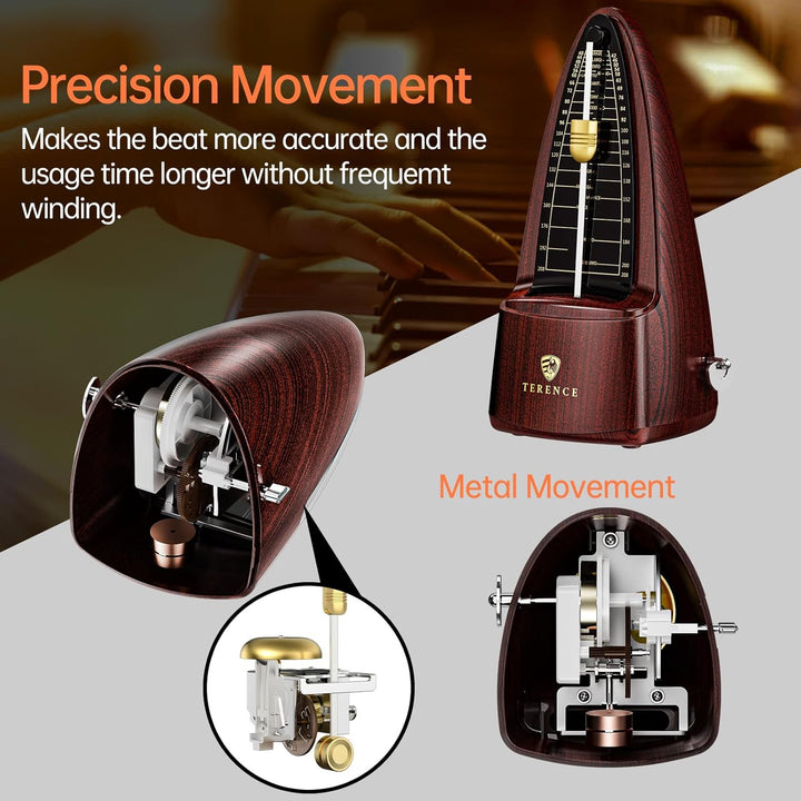 TERENCE Mechanisches Metronom für Klavier Gitarre Bass Violine Bass Metronom mit hoher Präzision Tra