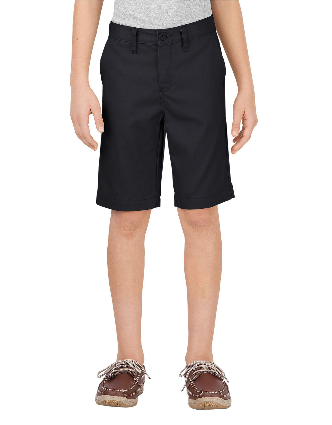 Dickies Khaki Big Boys' Slim Fit Stretch Flat Front Short, Black, 12