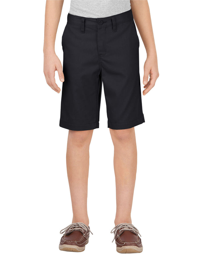 Dickies Khaki Big Boys' Slim Fit Stretch Flat Front Short, Black, 12