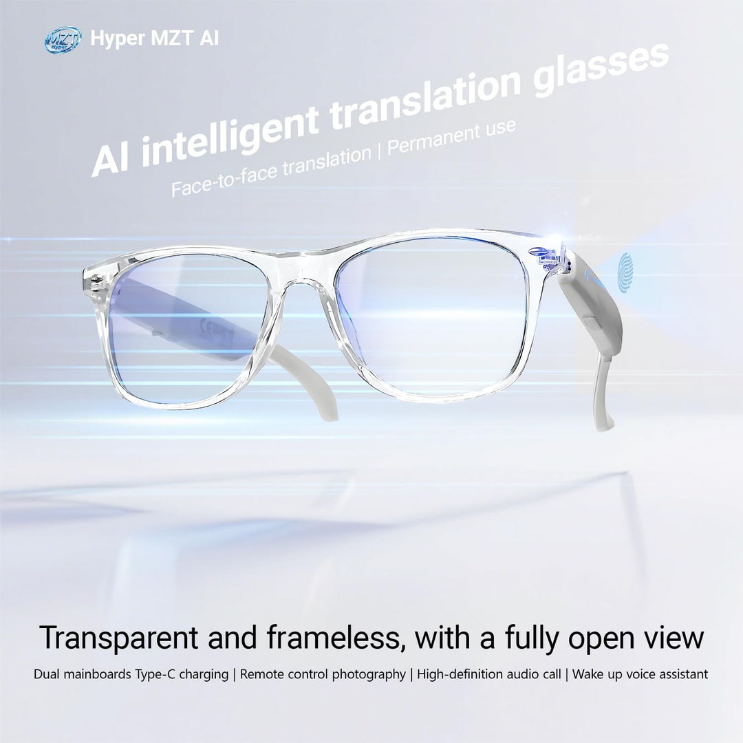 LONGLU Smart Glasses – Echtzeit-AI-Übersetzung per App, Bluetooth 5.4 für Anrufe/Musik, Leichtgewich