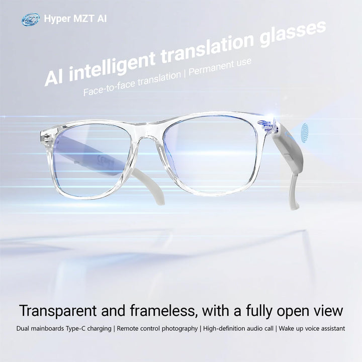 LONGLU Smart Glasses – Echtzeit-AI-Übersetzung per App, Bluetooth 5.4 für Anrufe/Musik, Leichtgewich