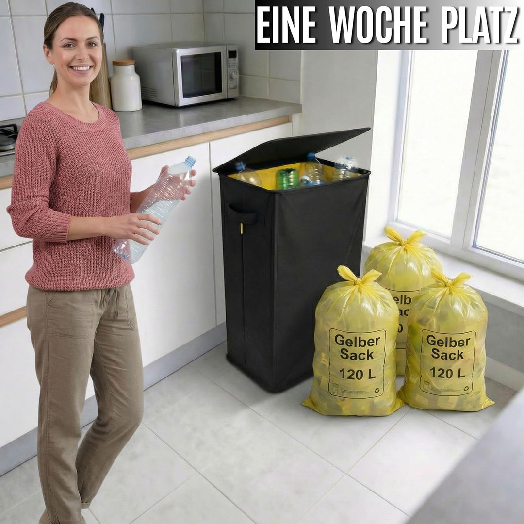Gelber Sack Ständer 90L – Stabiler Müllsackständer für Gelbe Säcke 60–120L mit Halteclips & Metallra