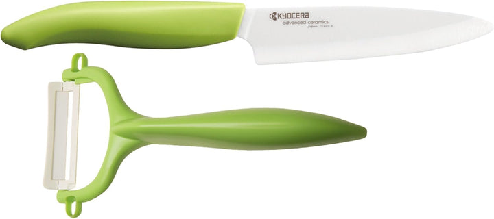 Kyocera GEN Colour Starterset, Obst-/Gemüsemesser (Klinge 11 cm) mit Schäler, grüner Griff Grün Star