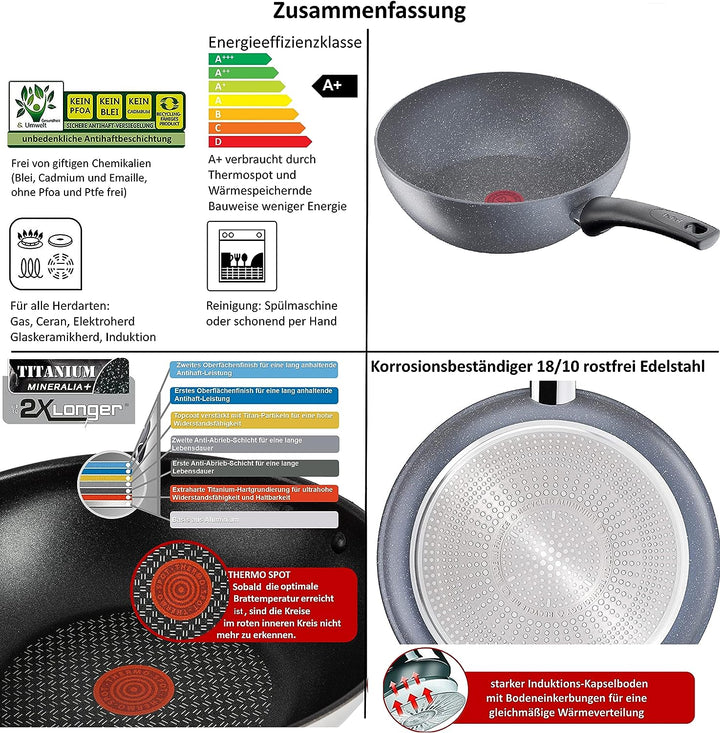 Tefal G13412 Healthy Pfanne 30cm, UVP 89€, Edelstahl Bratpfanne Antihaft-beschichtet , Extra Kratzfe