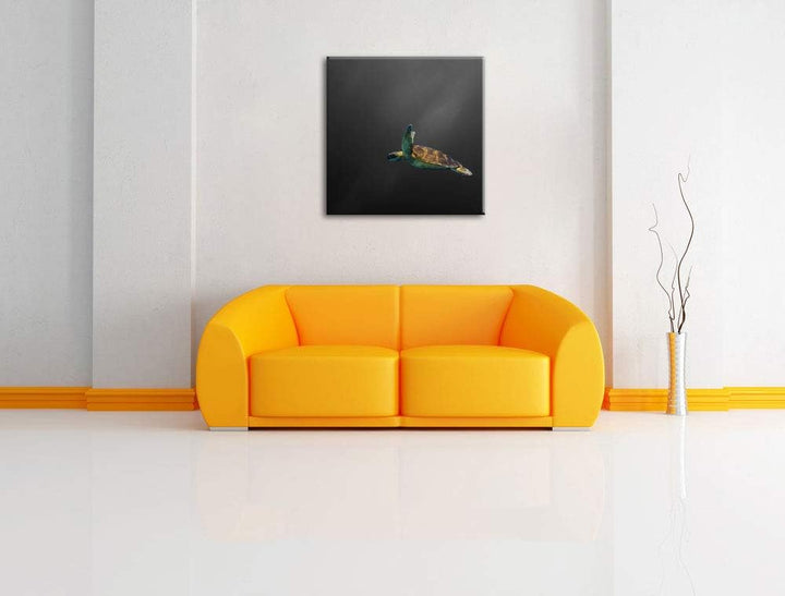 Pixxprint einsame Schildkröte im Meer als Leinwandbild/Grösse: 70x70 cm/Wandbild/Kunstdruck/fertig b