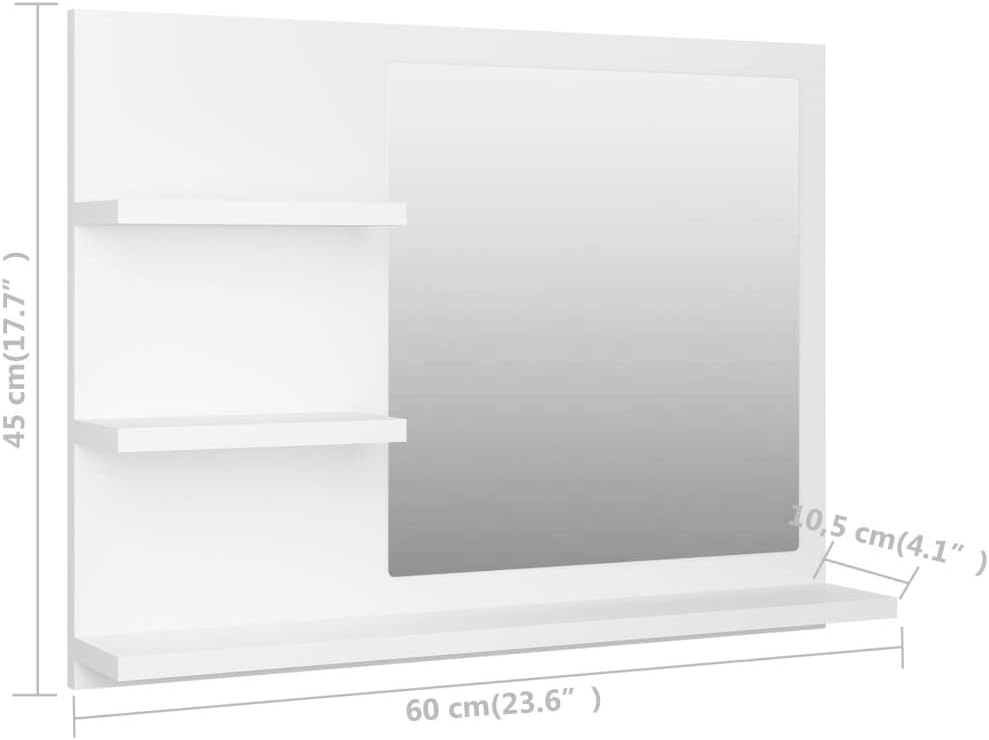 vidaXL Badspiegel mit 3 Ablagen Spiegelregal Wandspiegel Badezimmerspiegel Bad Spiegel Badezimmer Ba