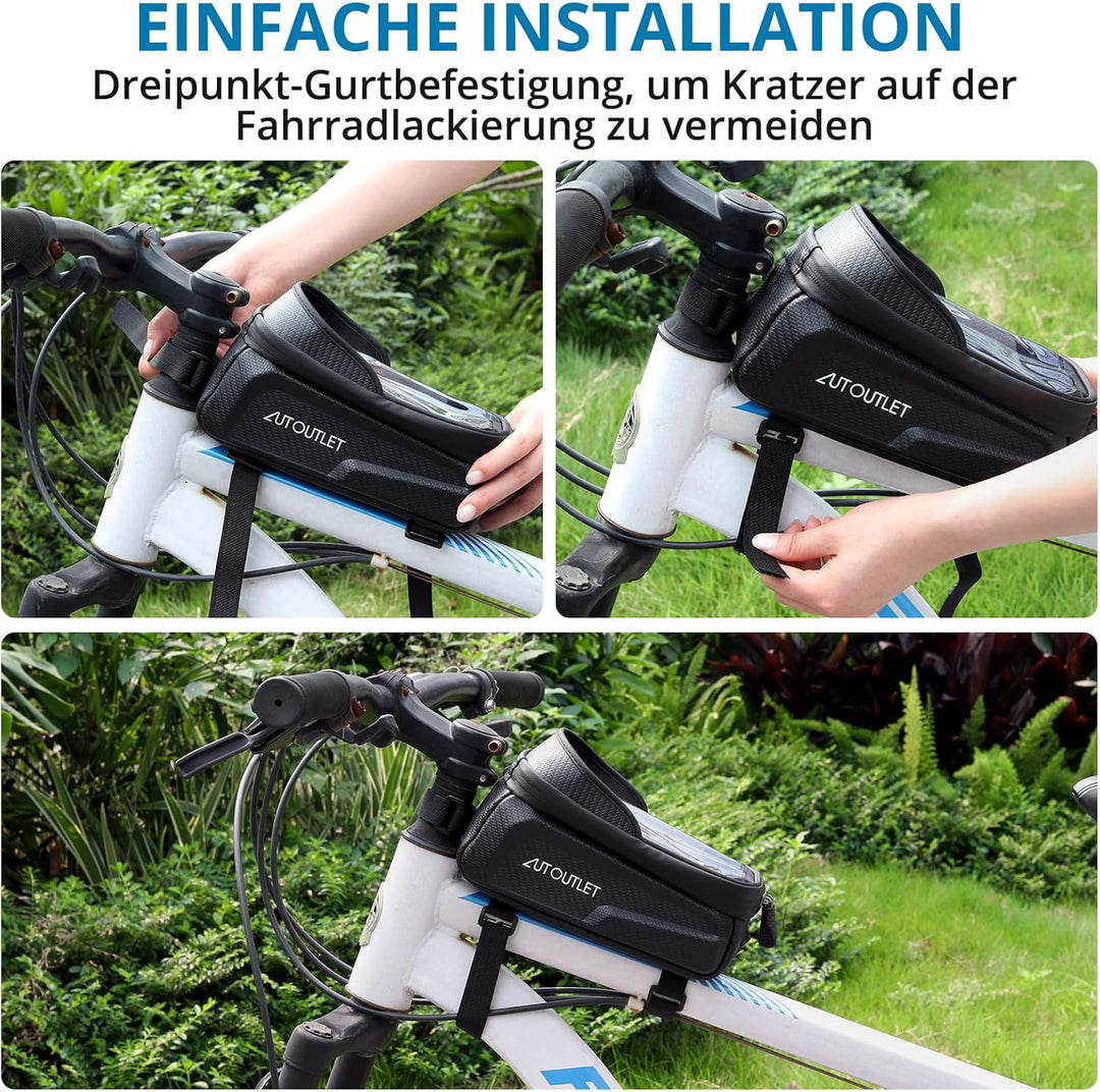 AUTOUTLET Fahrradtasche Rahmen, 1,5L Eva Hartschale Rahmentasche Fahrrad Lenker Wasserabweisend Hand