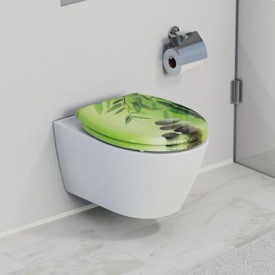 SCHÜTTE WC-Sitz Duroplast GREEN GARDEN, Toilettensitz mit Absenkautomatik und Schnellverschluss für