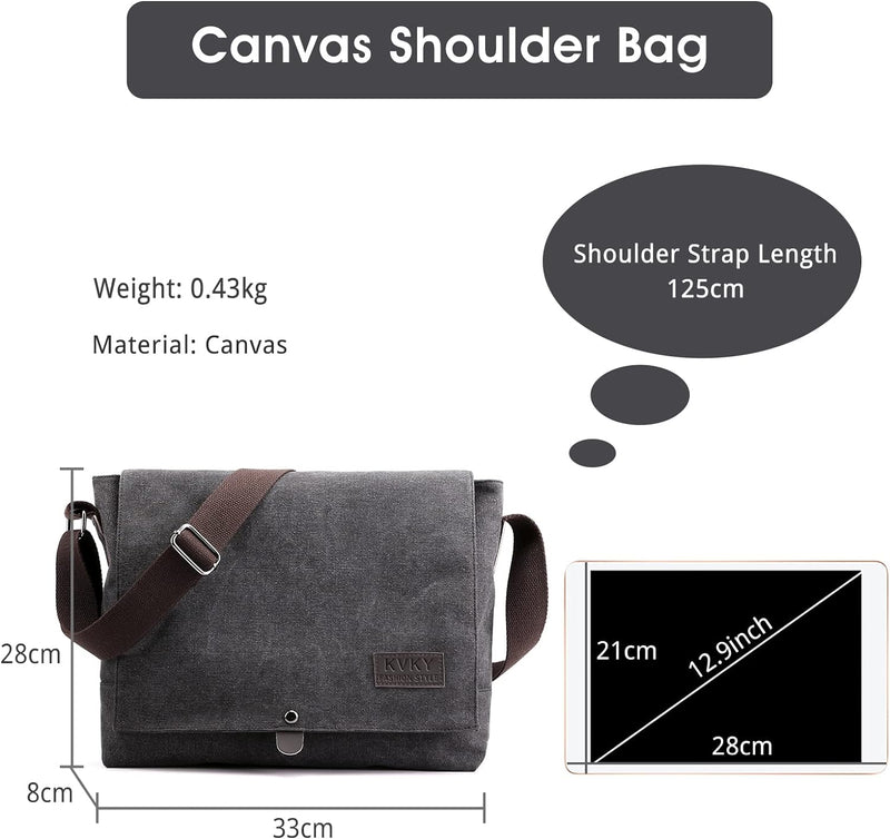 CORIOS Retro Herren Schultertasche Canvas Henkeltaschen Umhängetaschen Casual Bürotaschen Gross Kuri