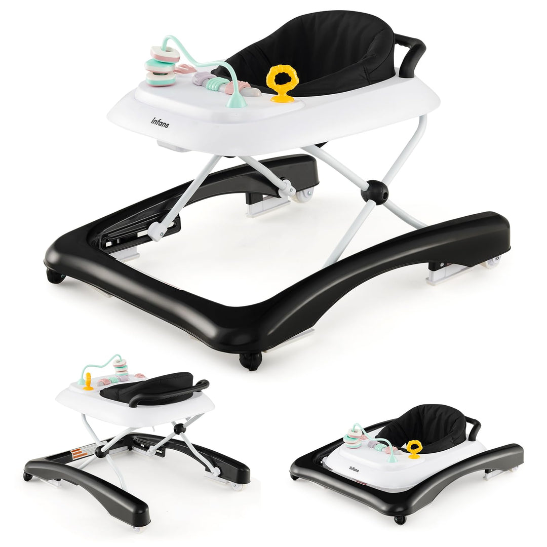 GOPLUS Baby Walker, 2 in 1 Lauflernhilfe & Schiebewagen mit Rädern, Überrollschutz, Verstellbaren Hö