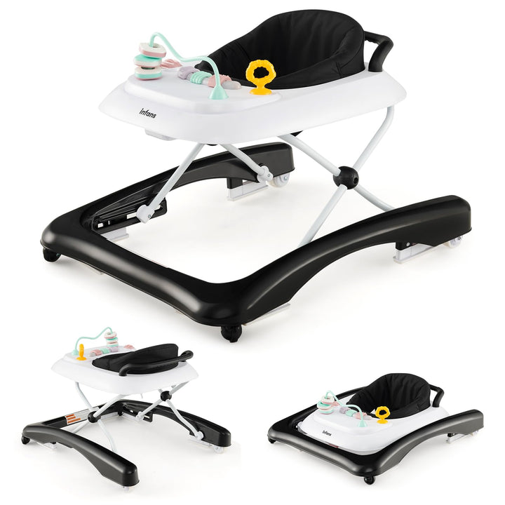 GOPLUS Baby Walker, 2 in 1 Lauflernhilfe & Schiebewagen mit Rädern, Überrollschutz, Verstellbaren Hö