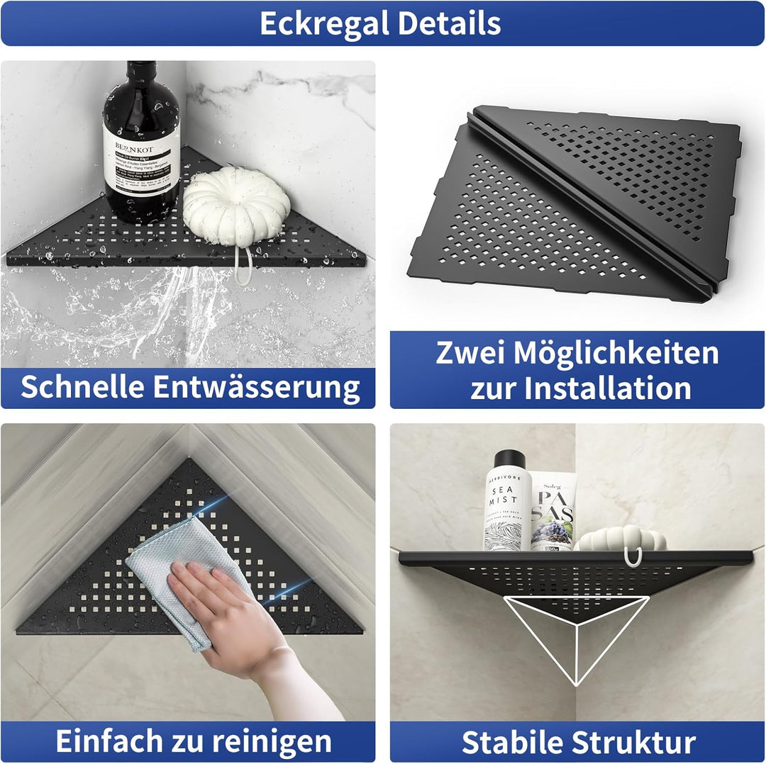 Bernkot Eck Duschregal, Edelstahl 304 Badezimmerregal aus Stahl mit Gitterdesign für geflieste Wände