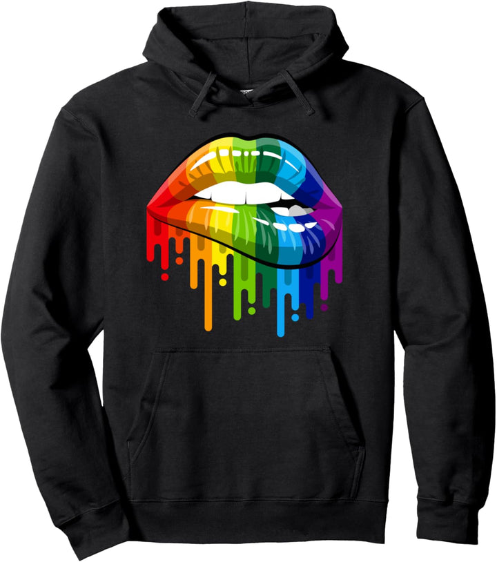 LGBT Regenbogen Kussmund TeePride Gay CSD Geschenk Pullover Hoodie
