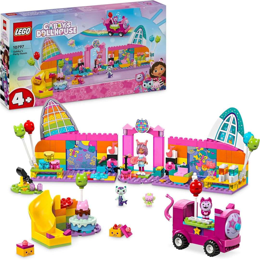 Lego 4+ Gabbys Puppenhaus Gabbys Partyraum, Disco-Spielset mit Rutsche und Tierfiguren für kreative