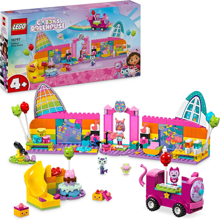 Lego 4+ Gabbys Puppenhaus Gabbys Partyraum, Disco-Spielset mit Rutsche und Tierfiguren für kreative