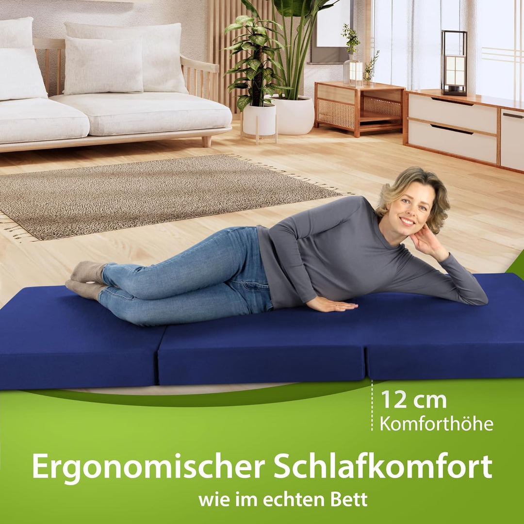 Klappmatratze Faltbar | Gästematratze | Der VERGLEICHSSIEGER 2021* | Bequemes Liegen | Verstellbare