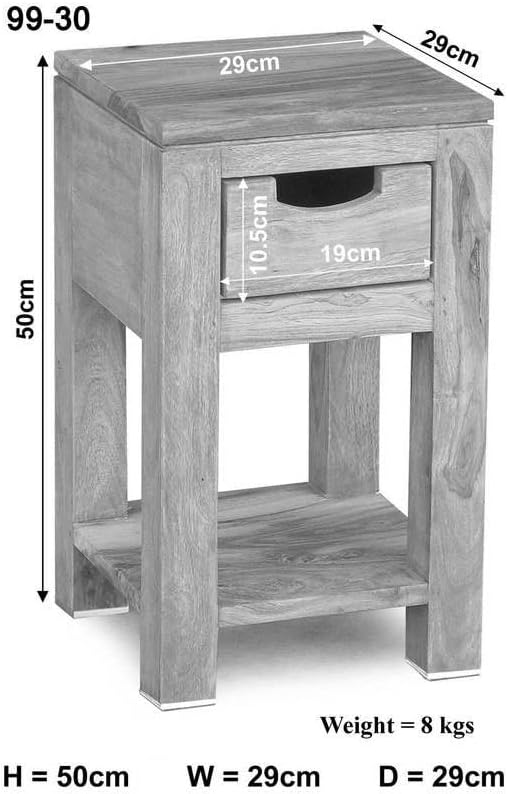 Massivmöbel Akazie Beistelltisch Holz Möbel massiv Nature White #30 29x29x50 cm (BxTxH) Beige Getünc
