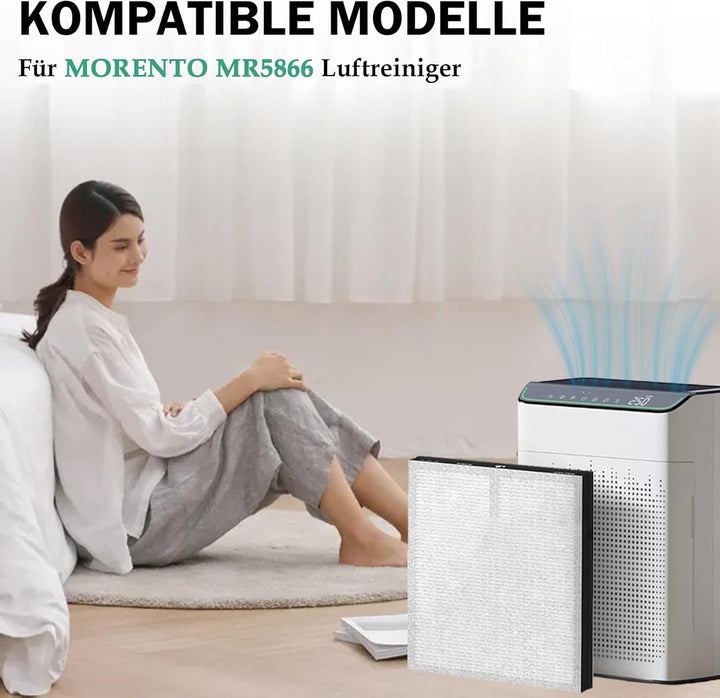 MR5866 Ersatzfilter für MORENTO MR5866 Luftreiniger, 3-in-1 H13 Ersatz HEPA Filter Hocheffizienter A