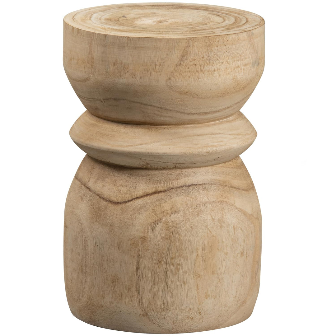 WOOOD Bikkel Hocker Rund - Natürliches Paulownia-Holz Langlebig Sitzhocker Planzentisch Couchtisch 2