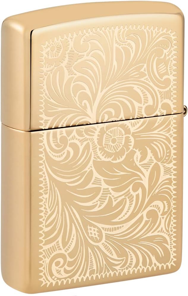 Zippo Sturmfeuerzeug - Modell Venetian - High Polish Brass Finish - Lustre - Nachfüllbar - Wiederver