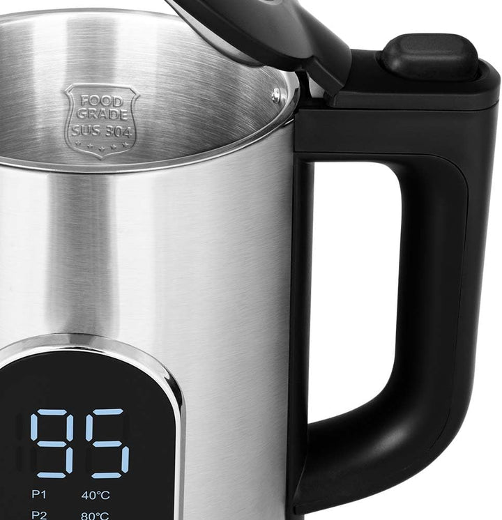 Wasserkocher Edelstahl 1,5L mit Temperatureinstellung 40-100°C, Doppelwandig Cool Touch, 3000W Schne