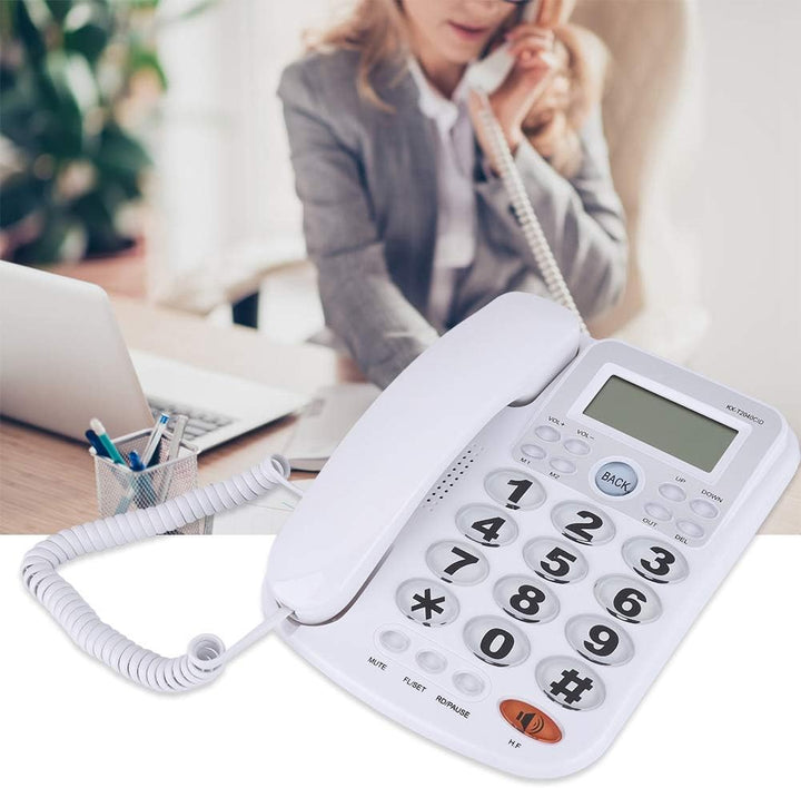 ASHATA Schnurgebundes Telefon, Schnurtelefon LCD Display Desktop Telefon mit Grosse Tasten,Freisprec