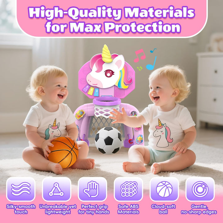 Basketballkorb Kinder &amp; Fussballtore für Garten Kinder 1-3 Jahren, Einhorn Geschenke für Mädchen 12-
