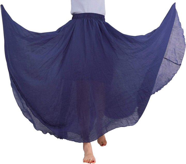 FEOYA Baumwolle Leinen Maxirock Boho Sommer Rock Double Layer Elastische Taille Faltenrock Frauen Ei