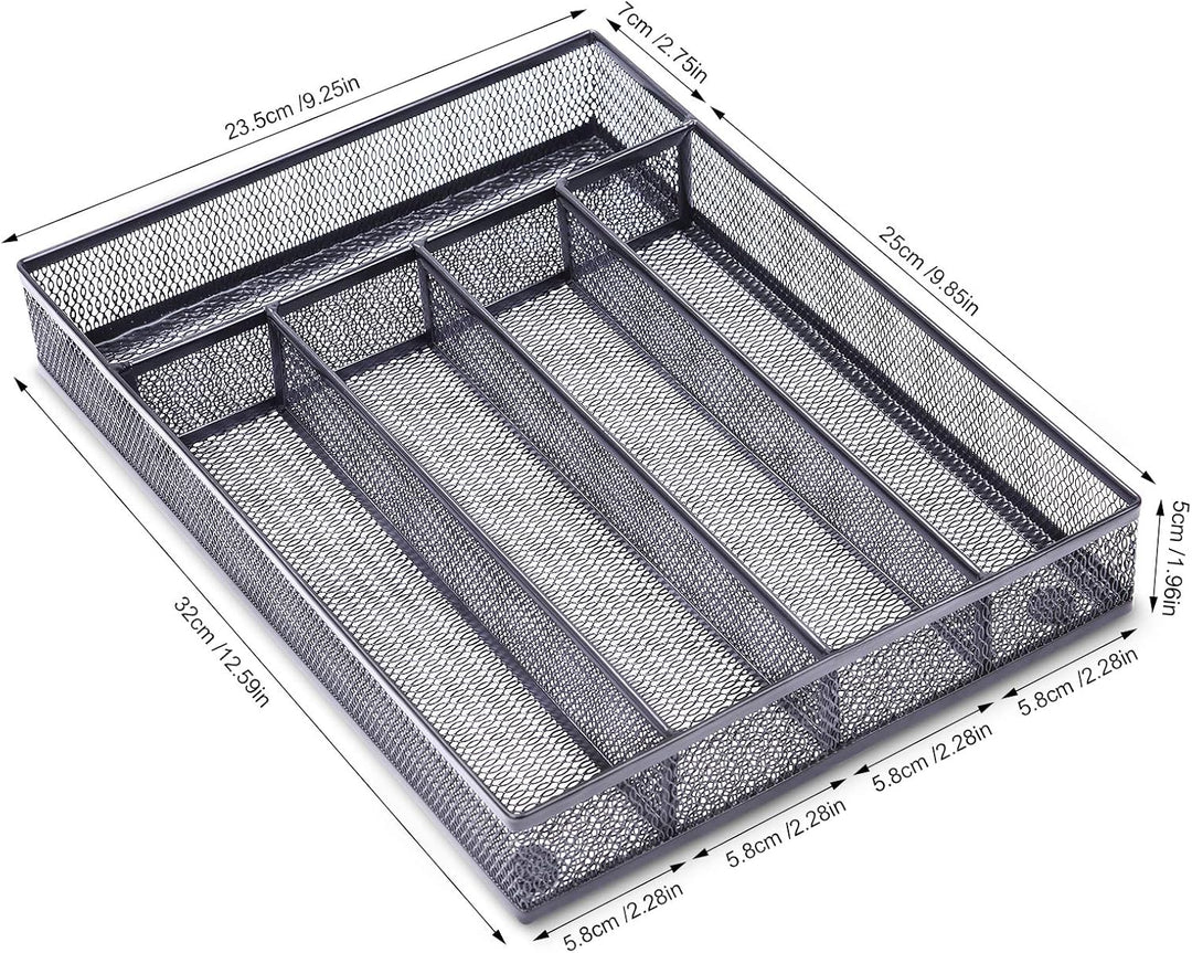 WuGeShop Schreibtisch Organizer Schubladen Metall 5 Fächer, Schubladeneinsatz Büro Tablett für Aufbe