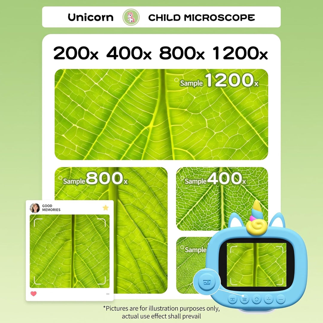 1200X Mikroskop für Kinder: Kinder Mikroskop mit 2,4-Zoll-HD-IPS-Display und 9 LED-Leuchten, Geschen