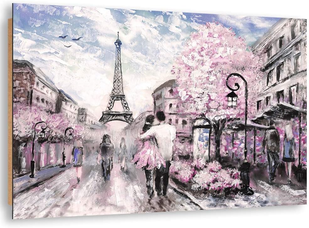 Feeby Wanddeko Paris Bild Kunstdruck modern Malerei Rosa 90x60 cm, 90L x 60B cm M14069