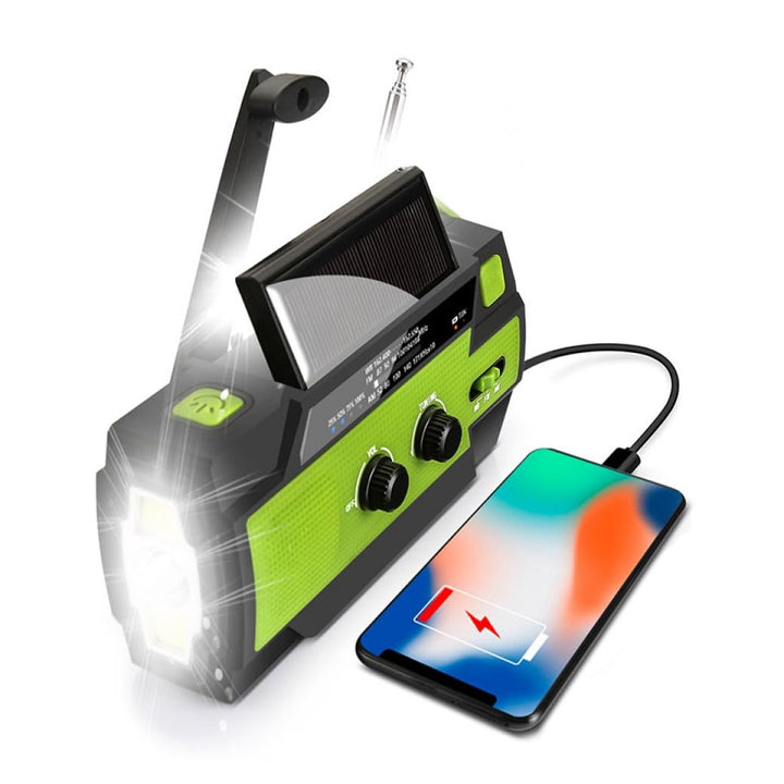 Solarbetriebenes Notfall-Kurbelradio mit AM/FM, 4000mAh wiederaufladbarer Batterie, LED-Taschenlampe