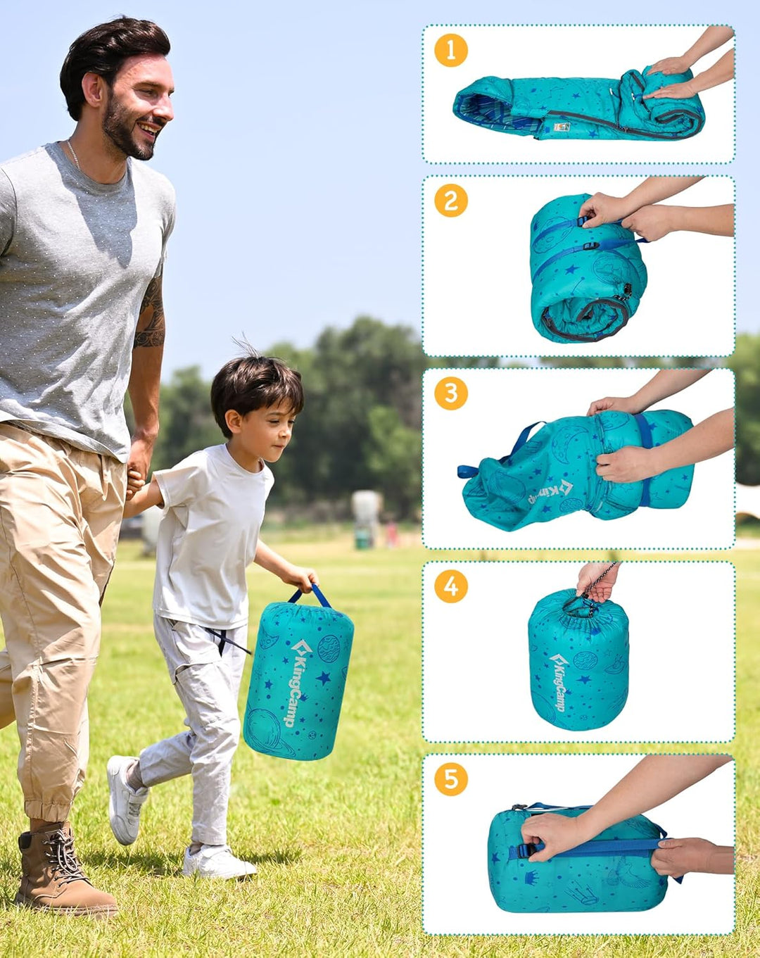 KingCamp Kinderschlafsack Flannel,Leicht, Wasserdicht und Kompakt,Schlafsack Winter,Deckenschlafsack