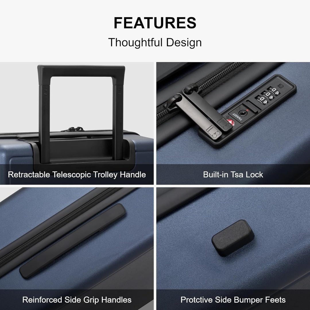 LEVEL8 Koffer Trolleys handgepäck Leichtgewicht 100% PC mit Organizer Set 4-teilig TSA Zahlenschloss