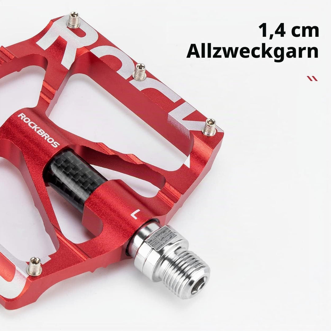 ROCKBROS Fahrradpedale 9/16" Aluminiumlegierung MTB Pedale Mit Abgedichtete Lager Rot, Rot