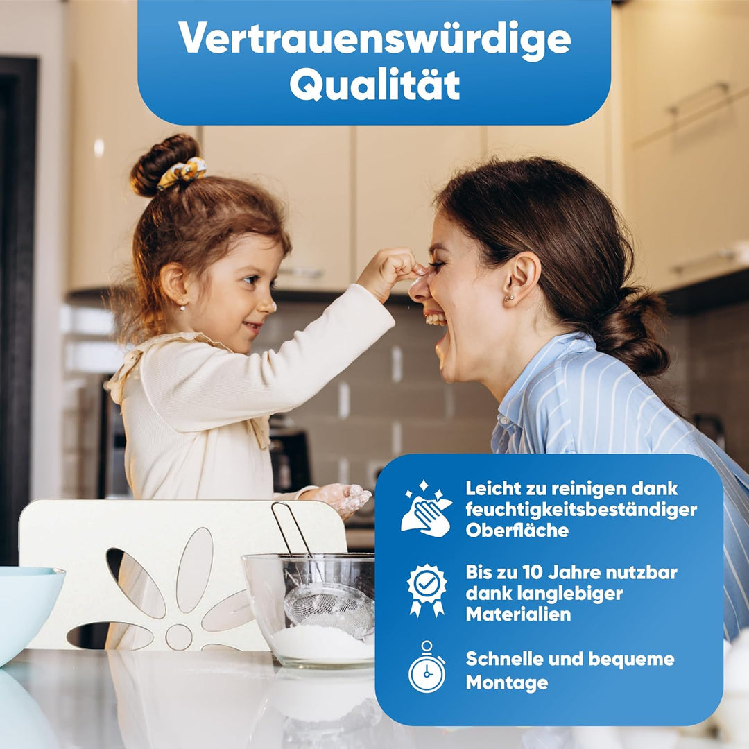 Kitchen Kids Helper Lernturm ab 1 Jahr - Höhenverstellbarer Lernturm Montessori Weiss 80cm - Sichere