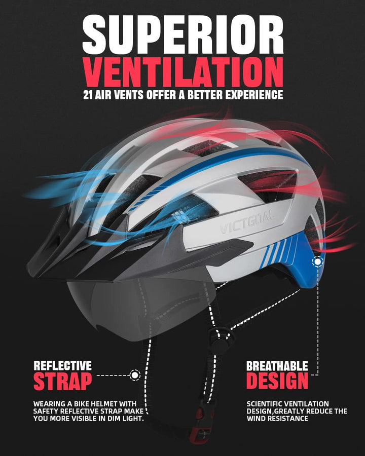 VICTGOAL Fahrradhelm MTB Mountainbike Helm mit magnetischem Visier Abnehmbarer Sonnenschutzkappe und