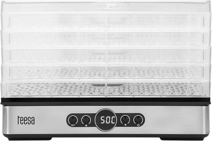 Teesa Pilztrockner Gemüse Obst Leistung 400W 5 Klar Sit LCD Display Thermokreislauf Temperaturregelu