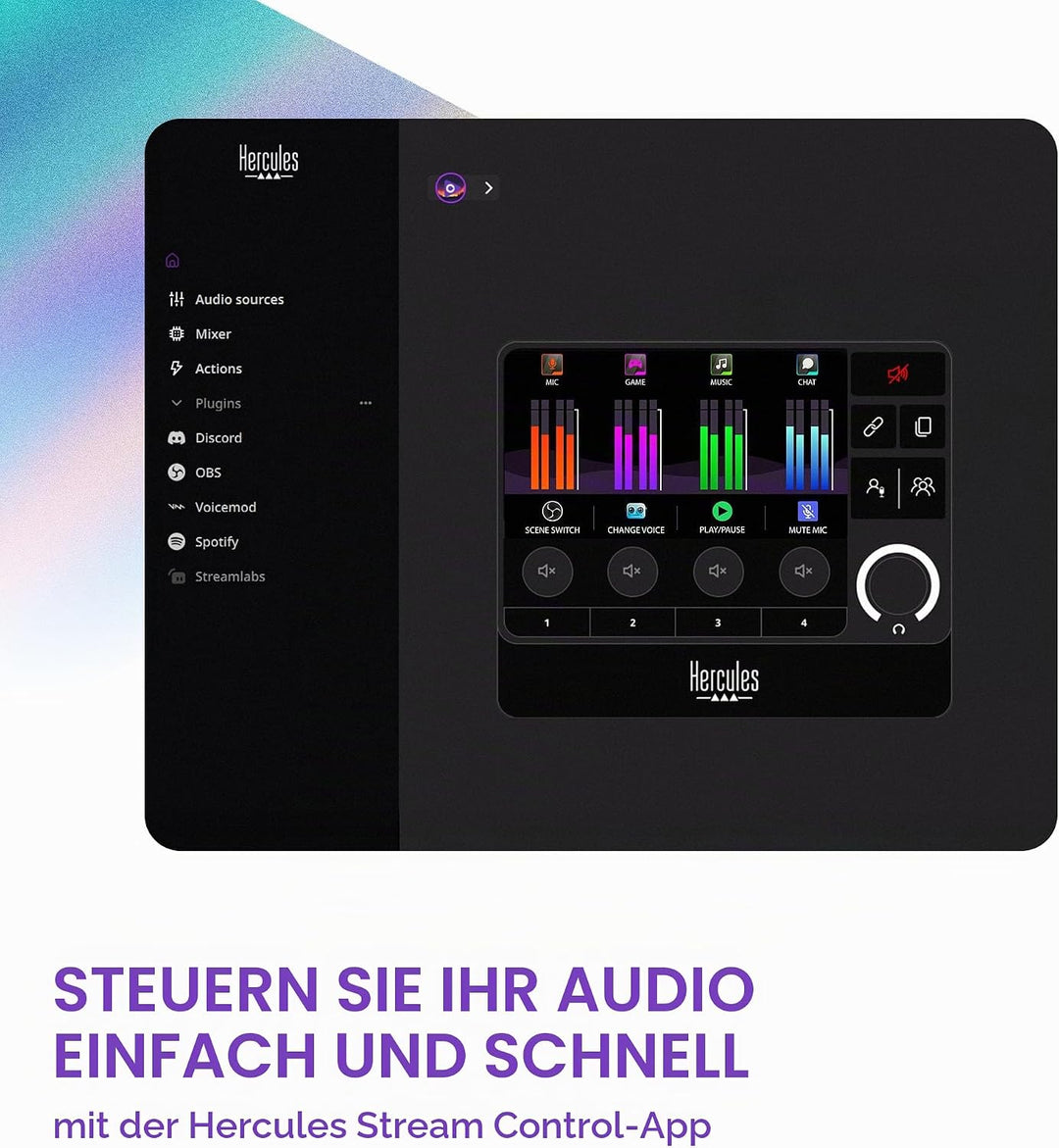 Hercules Stream Essentials Kit - Stream 200 + XLR-Mikrofon PC | Stream 200 XLR-Controller mit 4,3-Zo