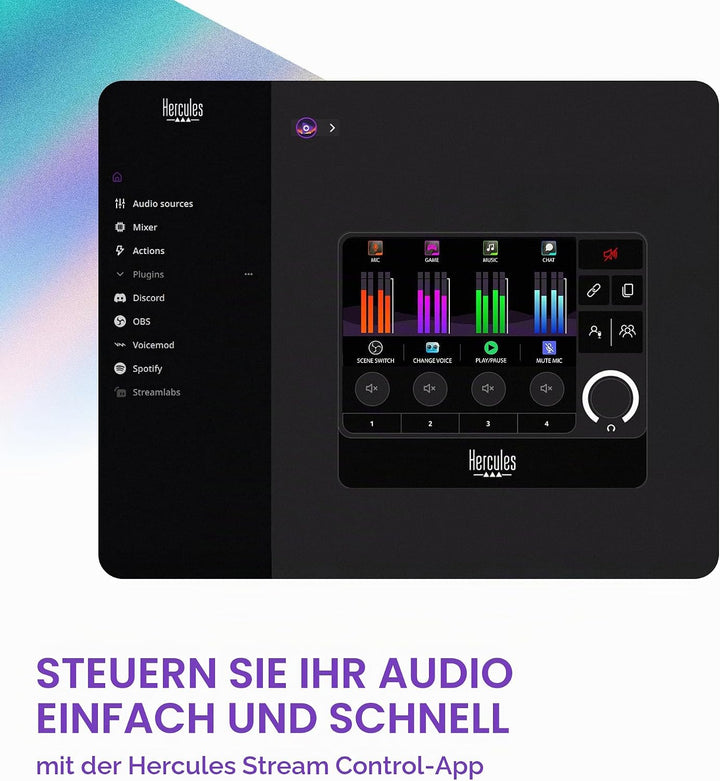 Hercules Stream Essentials Kit - Stream 200 + XLR-Mikrofon PC | Stream 200 XLR-Controller mit 4,3-Zo