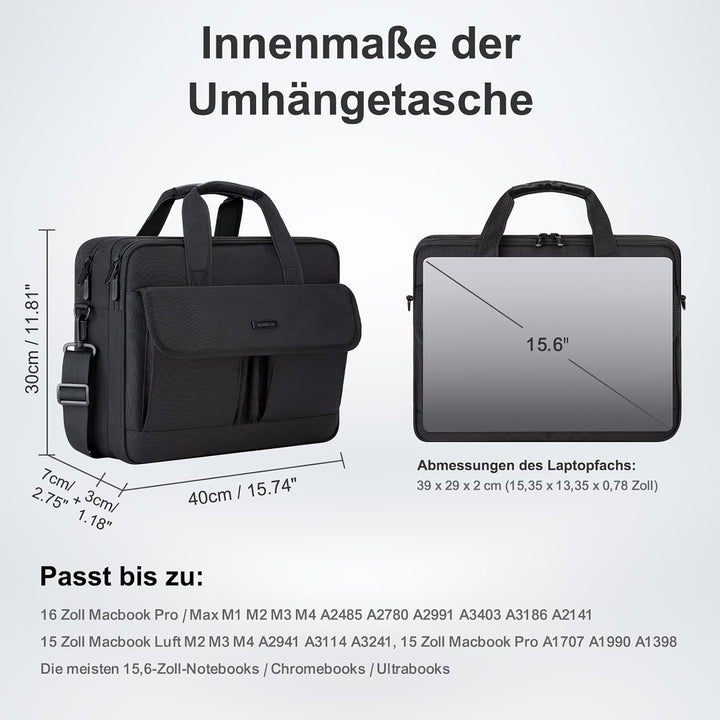 RAINYEAR Laptoptasche Multifunktionale Computertasche für 15,6-Zoll-Laptops | Reissfeste Umhängetasc