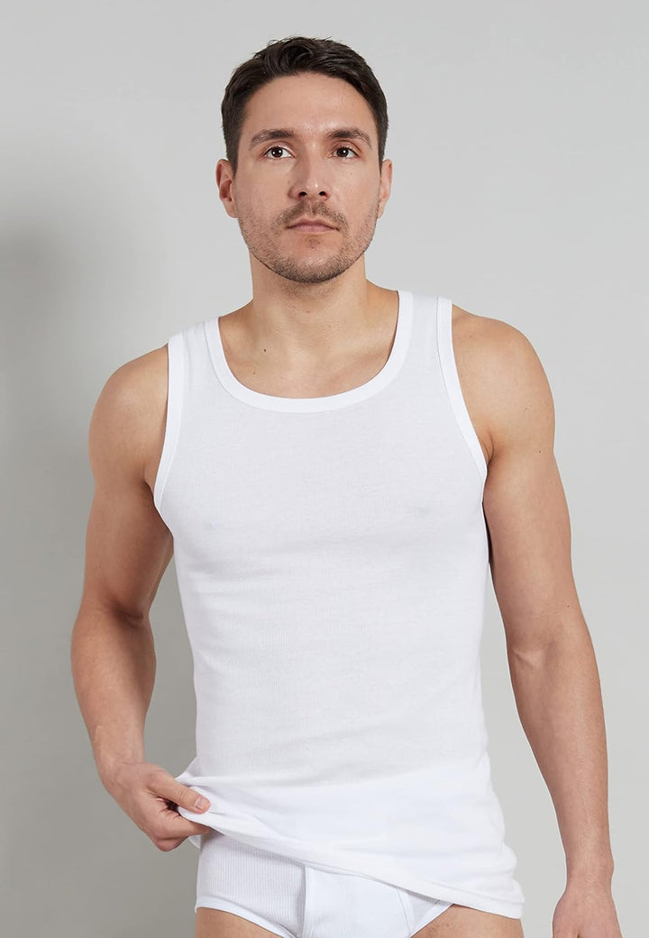 TOM TAILOR 4er Pack Herren Doppelripp Tank Top Unterhemd 3XL Weiss-hell-uni, 3XL Weiss-hell-uni