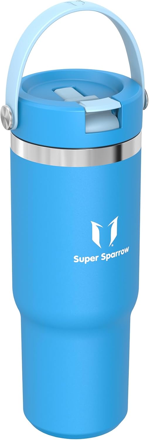 Sparrow Trinkflasche Edelstahl - Twistpath Thermosflasche mit Flex-Strohhalmdeckel - 900ml - BPA-fre