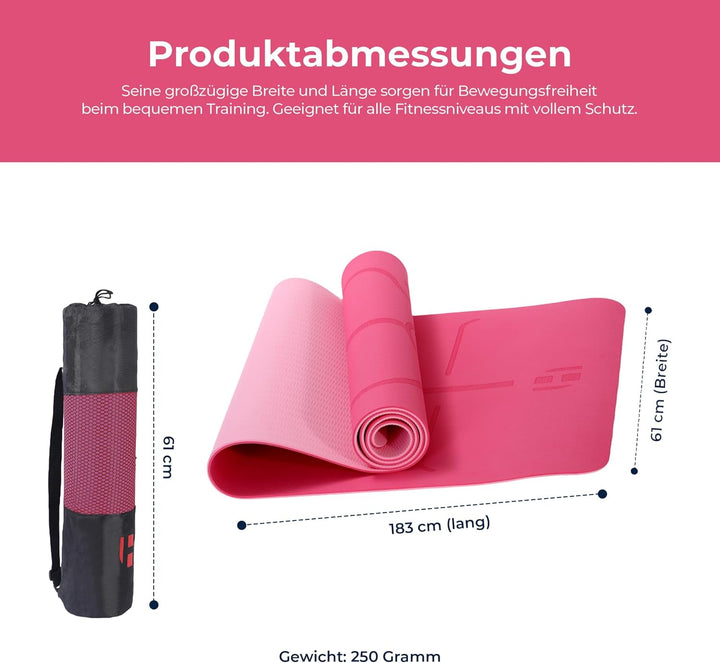 Habib Yogamatte Set mit Yogablöcken – Rutschfeste gepolsterte Fitnessmatte inkl. Tragetasche mit Sch